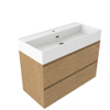 Saniclass Holz Pure Badkamermeubelset - 100x45x72cm - Legend keramische wastafel mat wit - 1 wasbak - zonder kraangat - 2 lades - mat eiken natural (hout) SW1580146