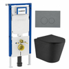 QeramiQ Dely Pack WC - 36.3x51.7cm - à fond creux - sans bride - réservoir encastré Geberit UP720 - abattant WC softclose 35 mm - plaque de déclenchement gris clair - boutons ronds - mat beige SW1428195