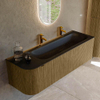 Ensemble de meuble de salle de bain Mondiaz KURVE - 145x46x40cm - 1 tiroir - 1 porte - lavabo en solid surface - droite - 2 trous de robinet - Dusk SW1414843
