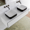 Mondiaz Lagom Meuble salle de bains 130x30.9x45cm Solid Surface Urban 2 tiroirs avec lavabo BINX vasque à poser double sans trous de robinet SW409300