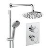Crosswater MPRO Ensemble douche de pluie encastré - 2 poignées - pomme de douche 20 cm - douchette à main - barre de douche - bras mural - chrome SW1472538