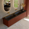 Mondiaz KURVE Ensemble meuble de salle de bains - 175x46x40cm - 2 tiroirs - 1 porte - vasque solid surface - double / gauche - sans trou de robinet - Ruby SW1415386