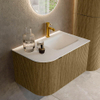 Mondiaz KURVE Ensemble meuble de salle de bains - 75x46x40cm - 1 tiroir - 1 porte - lavabo solid surface - droit - 1 trou de robinet - Dusk SW1414718