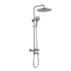 Ensemble de douche pluie FugaFlow Eccelente Sobrado - thermostatique - douche de tête 30 cm - flexible métallique - douchette ronde - bec de baignoire pivotant - Gunmetal brossé PVD SW1592783
