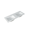 Saniclass Vygo Meubelwastafel - 121x2x46cm - overloop - 2 wasbakken - 2 kraangaten - keramiek - glans wit SW804533