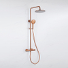 Fortifura Calvi Regendoucheset - thermostatisch - 25cm - hoofddouche - gladde slang - ronde handdouche - PVD - geborsteld koper SW1204397
