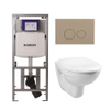 Adema Classico toiletset bestaande uit inbouwreservoir en toiletpot, basic toiletzitting - bedieningsplaat taupe - ronde knoppen - wit SW1164282