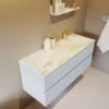 Mondiaz VICA-DLUX Ensemble de meuble de salle de bain - 120cm - meuble sous-vasque argile - 2 tiroirs - lavabo encastré nuage droite - 1 trou de robinet - version haute 60cm - frape SW1089218