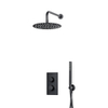 FugaFlow Eccelente Sobrado Colonne de douche pluie à encastrer thermostatique avec douche de tête 25cm et douchette stick carré Noir mat SW1124083