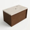 Saniclass Holz Frame Badkamermeubelset - 80x45x43cm - Travertine natuurstenen topblad - 1 kraangat - 1 lade - mat walnut pure (hout) SW1478847