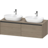 Duravit ketho meuble sous 2 lavabos avec plaque console et 2 tiroirs pour double lavabo 140x55x45.9cm avec poignées chêne anthracite terra matte SW771831