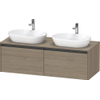 Duravit Ketho.2 Wastafelonderbouwkast - inclusief consoleplaat - met 2 laden - voor dubbele waskommen - 140x55x45.9cm - met handgrepen antraciet - eiken terra mat SW771831