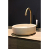 Forzalaqua Verona vasque à poser 40x40x12cm Ronde Pierre naturelle Travertin adouci FO100008