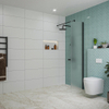 FugaFlow Eccelente Vetro Douche à l'italienne - 50x200cm - verre satiné - Noir mat SW1124916