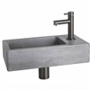 Fortifura Fuente fonteinset - 40x22x8cm - kraangat rechts - met kraan gunmetal - beton (grijs) SW1111534