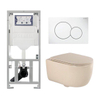 QeramiQ Dely Swirl Toiletset - 36.5x53cm - Geberit UP320 inbouwreservoir - met Burda frame - slim zitting - witte sigma bedieningsplaat - ronde knoppen - beige SW1130208