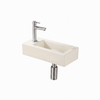 QeramiQ Fuente Lavabo pour WC - 38x18.5x9 cm - ceramique - trou de robinet de Lavabo pour WC a gauche - robinet de Lavabo pour WC inox brosse - siphon bas - bonde - lin SW1582102