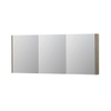 INK SPK2 Spiegelkast - 180x14x74cm - 3 deuren - dubbelzijdige Spiegel - schakelaar en stopcontact - MFC Greige eiken SW439854