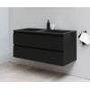 Basic Bella Meuble salle de bains avec lavabo acrylique Noir 120x55x46cm sans trous de robinet Noir mat SW491746