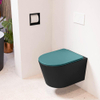 Mondiaz LAVIE hangtoilet – spoelrandloos – 36 x 53 cm – met softclose zitting – Urban (zwart), zitting Smag (groen) SW1208722