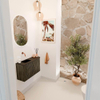 Mondiaz JOYA 71.6cm toiletmeubel - ronding rechts kleur Shadow - Wastafel FAYE positie Links Zonder kraangat kleur Urban. SW1421535