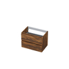 INK Wastafelonderkast - 70x45x52cm - 2 lades - greeploos - met houten keerlijst - MFC - Noten SW207400