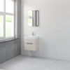Bruynzeel Mino badmeubelset 56x50x38cm 1 kraangat 1 wasbak 2 lades met spiegel met softclose kasjmier grijs SW384637 Bruynzeel Mino badmeubelset 56x50x38cm 1 kraangat 1 wasbak 2 lades met spiegel met softclose kasjmier grijs SW384637