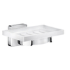 Smedbo Ice Zeepschaal - 12x10x5cm - wandmontage - chroom/porselein SW74384