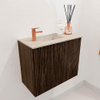 Mondiaz JOYA-DLUX 50cm toiletmeubel - kleur Walnut - Wastafel FAYE positie Links 1 kraangat kleur Frappe. SW1422259
