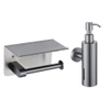Fortifura Calvi toilet accessoireset - zeepdispenser - toiletrolhouder - met plateau - gunmetal geborsteld (antraciet) SW1442002