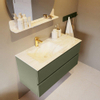 Mondiaz VICA-DLUX ensemble de meuble de salle de bain - 100cm - meuble sous-vasque armée - 2 tiroirs - lavabo encastré nuage gauche - 1 trou de robinet - version haute de 60cm - ostra SW1087027