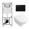 Villeroy & Boch O.novo Compact inbouwset met diepspoel wandcloset wit softclose zitting afdekplaat zwart SW46977