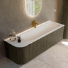 Mondiaz KURVE Ensemble de meubles de salle de bains - 145x46x40cm - 1 tiroir - 1 porte - lavabo solid surface - droit - 1 trou de robinet - Shadow SW1414116