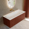 Mondiaz KURVE-DLUX Ensemble de meubles de salle de bains - 110x46x40cm - 1 tiroir - lavabo solid surface - central - sans trou de robinet - Ruby SW1415757