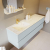 Mondiaz VICA-DLUX ensemble de meuble de salle de bain - 150cm - meuble sous-vasque argile - 2 tiroirs - lavabo encastré nuage gauche - 1 trou de robinet - version haute 60cm - opalo SW1086525