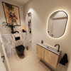 MONDIAZ TURE-DLUX Meuble toilette - 80cm - Washed Oak - EDEN - vasque Glace - position droite - 1 trou de robinet SW1103582