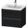 Duravit Ketho.2 Wastafelonderbouwkast - met 2 laden - 63.4x45.5x54.9cm - met grepen antraciet - eiken zwart mat SW771828