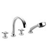Dornbracht LaFleur Classique 4 gats badrandkraan met uitloop 22cm draaibaar 180° met handdouche en doucheslang 225cm chroom 0474641 Dornbracht LaFleur Classique 4 gats badrandkraan met uitloop 22cm draaibaar 180° met handdouche en doucheslang 225cm chroom 0474641