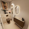 MONDIAZ TURE-DLUX Meuble toilette - 100cm - Rust - EDEN - vasque Frappe - position gauche - 1 trou de robinet SW1102974