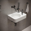 Ideavit Solidbrio Lavabo compact 45x33x14cm rectangulaire 0 trous de robinet 1 cuve Solid surface blanc SW85930