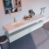 Mondiaz ALAN-DLUX Ensemble de meuble - 200cm - meuble Clay mat - 2 tiroirs - Lavabo Cloud Ostra suspendu - vasque Gauche - 1 trou de robinet SW807567