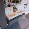 Mondiaz ALAN-DLUX Ensemble de meuble - 130cm - meuble Plata mat - 2 tiroirs - Lavabo Cloud Glace suspendu - vasque Gauche et droite - 0 trous de robinet SW806478