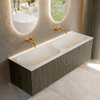 Mondiaz KURVE Ensemble meuble de salle de bains - 140x46x40cm - 2 tiroirs - vasque solid surface - double - sans trou de robinet - Shadow SW1414144