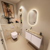MONDIAZ TURE-DLUX Meuble toilette - 80cm - Rosee - EDEN - vasque Frappe - position gauche - sans trou de robinet SW1102939