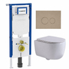 QeramiQ Dely Swirl Toiletset - 36.3x51.7cm - Geberit UP720 Duofix Sigma inbouwreservoir - slim zitting - bedieningsplaat taupe - ronde knoppen - glans wit SW1413182