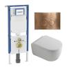 QeramiQ Dely Swirl Toiletset - 36.3x51.7cm - diepspoel - rimless - Geberit UP720 Duofix Sigma inbouwreservoir - 35mm zitting - koperen bedieningsplaat - ronde knoppen - mat wit SW1413919