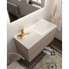 MONDIAZ VICA Ensemble de meuble salle de bain - 100cm - 2 tiroirs - lavabo Cloud à droite - 1 trou de robinet - solid surface smoke SW411345