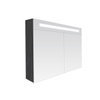 Saniclass Double Face Spiegelkast - 100x70x15cm - verlichting - geintegreerd - 2 links- rechtsdraaiende spiegeldeur - MFC - black wood SW8541