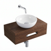 Royal Plaza Terra Planche pour lave-mains - 40x25x10cm - avec porte-serviettes - vasque à poser blanc brillant - robinet de lave-mains chrome - bonde - siphon - châtaigne (noyer) SW1576329