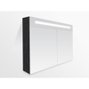 BRAUER 2.0 Spiegelkast - 100x70x15cm - verlichting geintegreerd - 2 links- en rechtsdraaiende spiegeldeuren - MFC - black wood SW6568